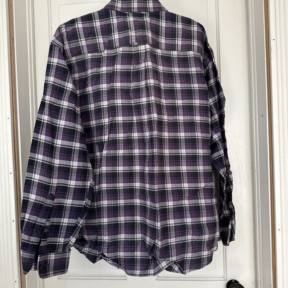 St Johns Bay Iron Free Mens 2XL XXL Button Down Long Sleeve Plaid Purple - Picture 6 of 7